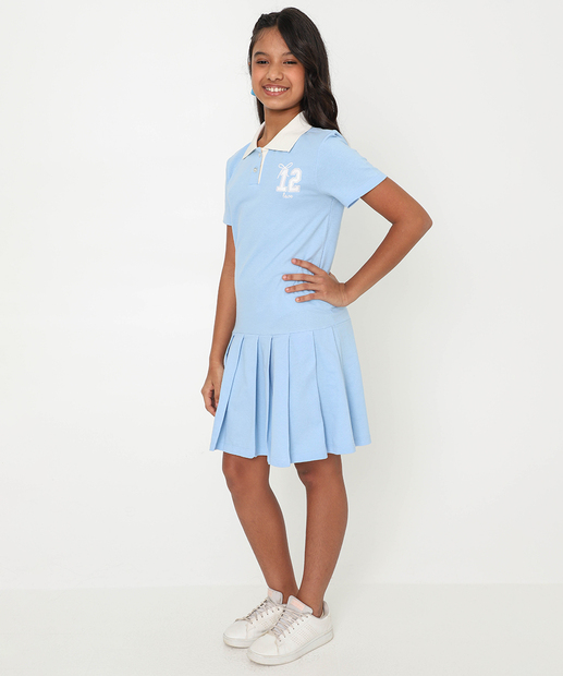Image_Vestido Polo Juvenil Pregas Marisa Tam 10 a 16 Azul