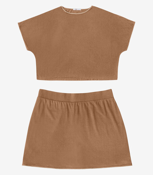 Image_Conjunto Feminino Blusa E Shorts Saia Secret Glam Marrom