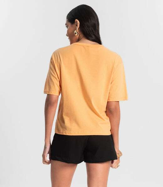 Camiseta Feminina T- Shirt Meia Malha Rovitex Laranja