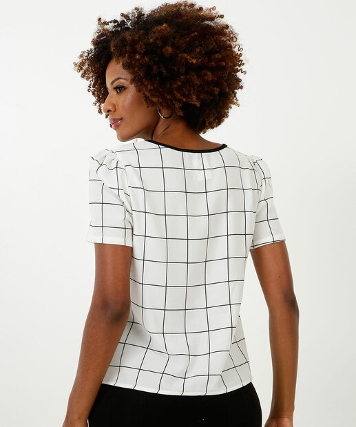 Blusa Feminina Quadriculada Manga Curta Marisa