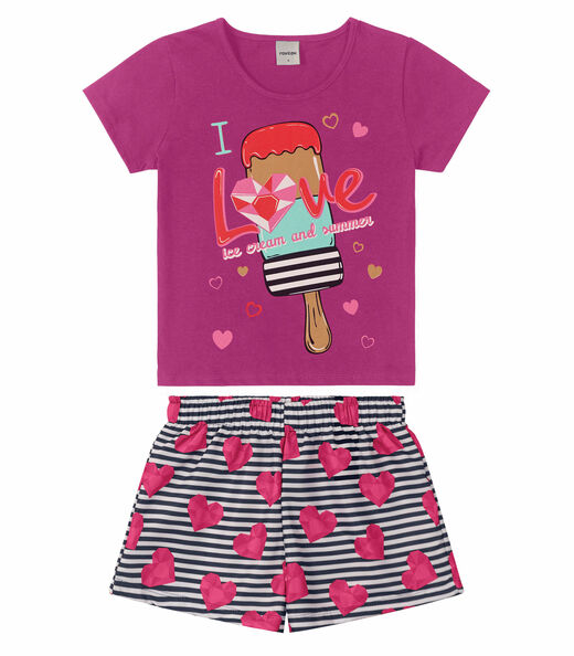 Conjunto Infantil Feminino Picolé Rovitex Rosa