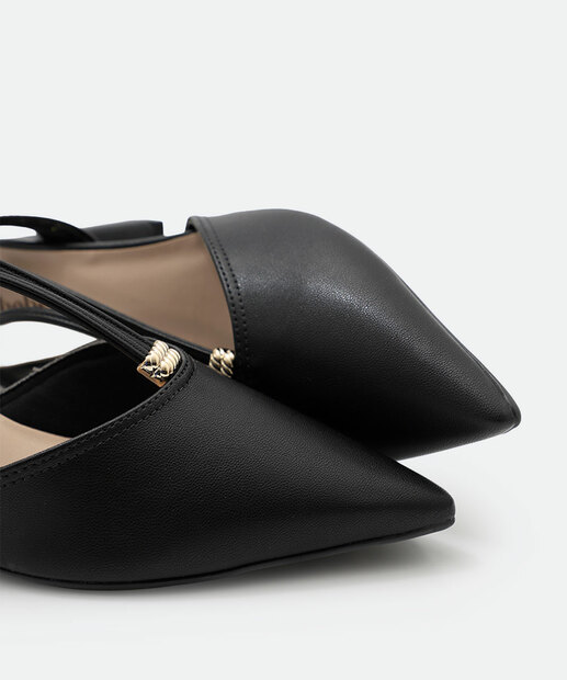 Scarpin Feminino Slingback Salto Grosso Bebecê Preto