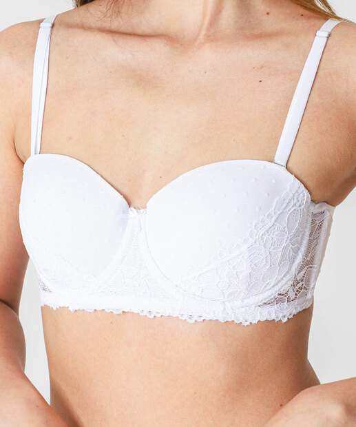 Sutiã de Renda Com Base E Bojo Marisa Branco