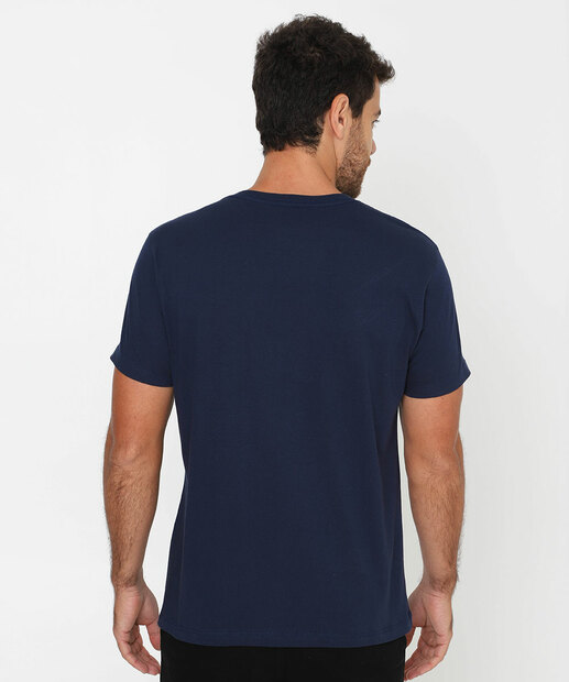 Camiseta Masculina Básica Manga Curta Marisa Azul
