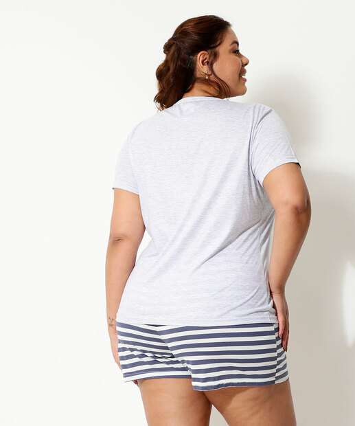 Pijama Plus Size Feminino Estampado Manga Curta Marisa
