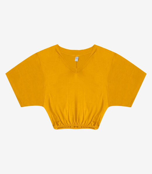 Blusa Feminina Com Decote Em V Infinita Cor Amarelo