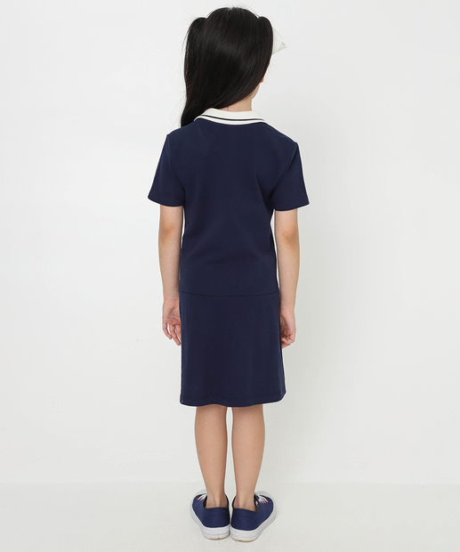 Vestido Infantil Polo Laço Marisa Tam 4 a 10 Azul