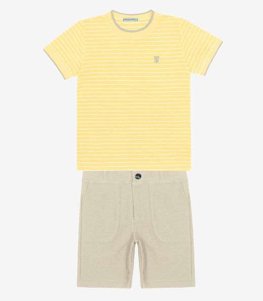 Conjunto Menino Camiseta Com Bermuda Trick Nick Amarelo