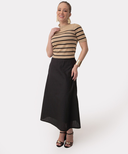 Blusa Feminina Tricô Listrado Marisa Bege