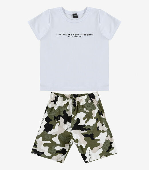 Conjunto Infantil Camiseta e Bermuda Select Bege