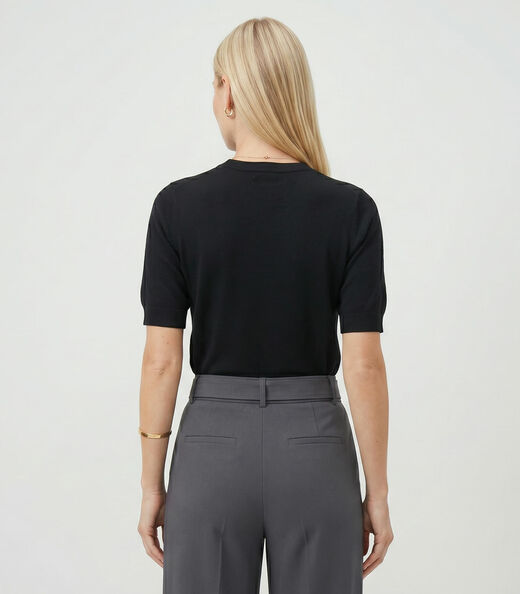 Blusa Feminina Manga Curta Tricot Endless Preto