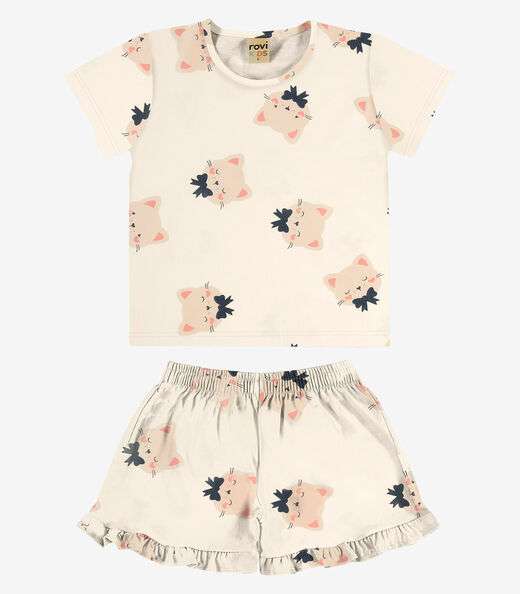 Pijama Meia Malha Rovi Kids Bege