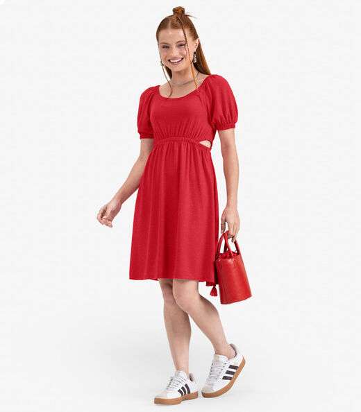 Image_Vestido Juvenil Curto em Molecotton Minty Vermelho