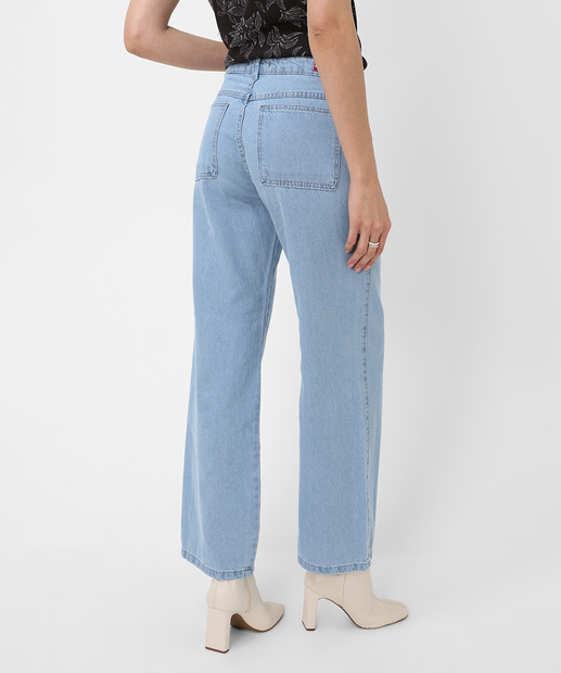 Calça Feminina Wide Leg Petit Jeans Biotipo Azul