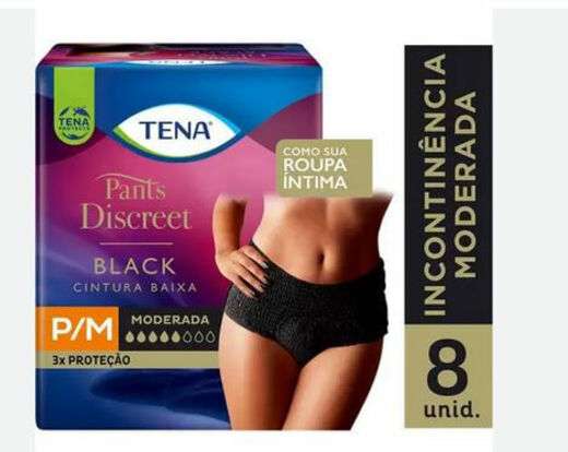 Image_Roupa Íntima Descartável Preta Tena Pants Discreet P/M c/ 8 Unidades