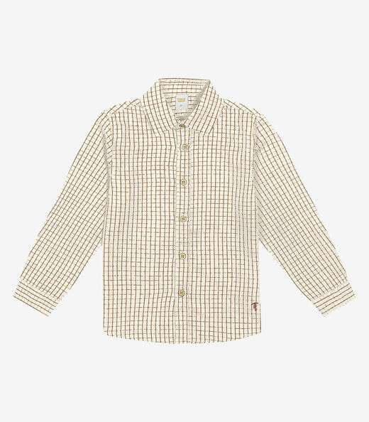 Camisa Infantil Masculina Manga Longa Trick Nick Bege