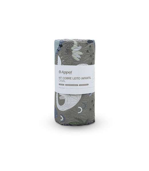 Kit Cobre Leito Casual Kids Solteiro Appel Cinza