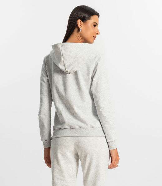 Blusão com Capuz Feminino Rovitex Cinza