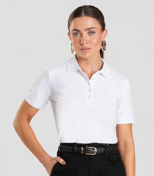 Polo Feminina Piquet Básica Dianna Branco