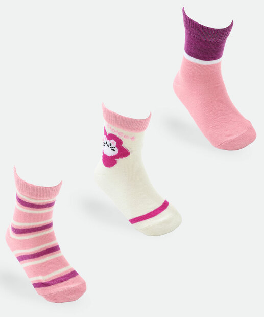 Image_Kit 3 Meias Infantil Estampa Listras Marisa Rosa