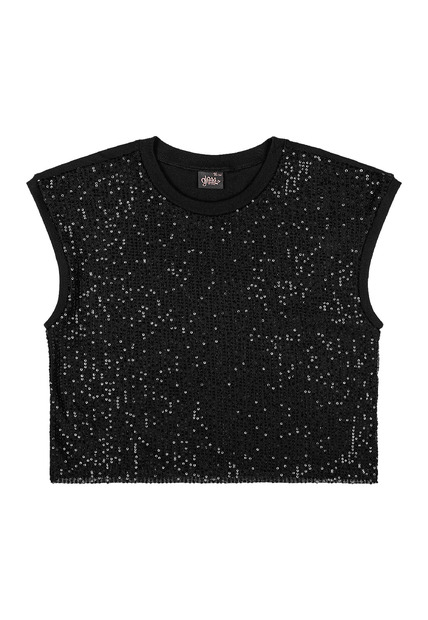 Blusa Juvenil em Algodão e Paetê Gloss