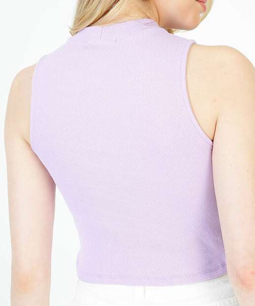 Blusa Cropped Feminina Canelada Gola Alta Marisa