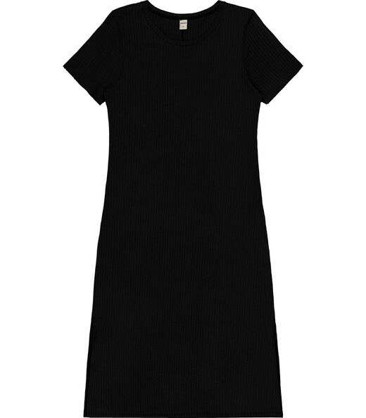 Vestido Midi Ribana Canelada Básico Rovitex Preto
