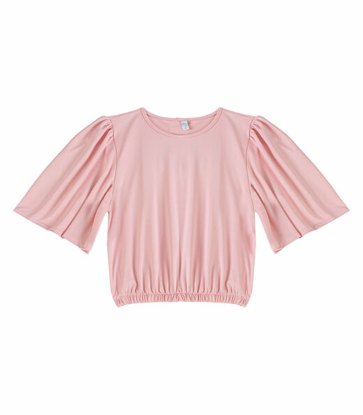 Blusa Feminina Com Franzido Na Manga Infinita Cor Rosa