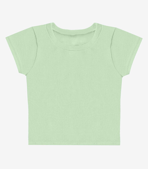 Blusa Básica Infantil Manga Curta Lisa Soletex Verde