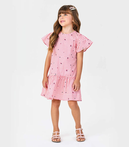 Vestido Popeline Estampado Trick Nick Rosa
