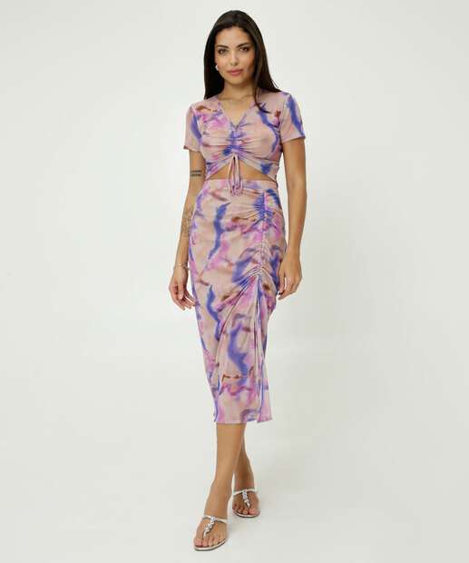 Saia Midi Feminina Tule Colisse Tie Dye Marisa