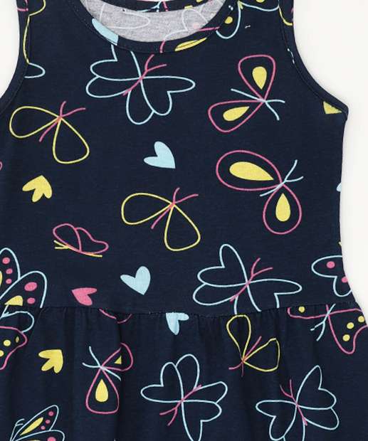 Vestido Infantil Estampa Borboletas Marisa Tam 1 a 3