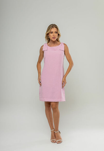 Vestido Curto Regata Com Laço Nos Ombros Rosa Salvatore