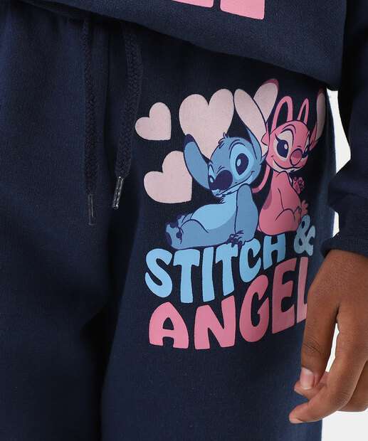 Conjunto Infantil Stitch e Angel Tam 4 a 10 Azul