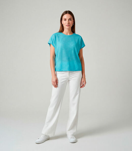 Blusa Feminina Recorte Na Costa Infinita Cor Azul