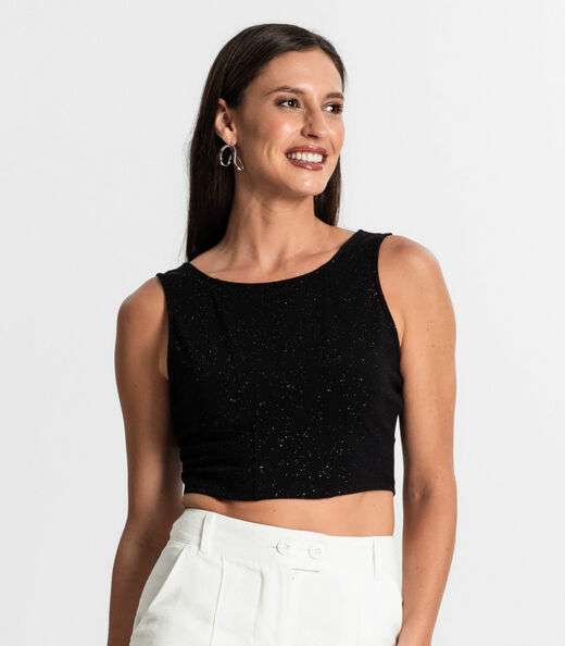 Regata Feminina com Brilho Select Preto