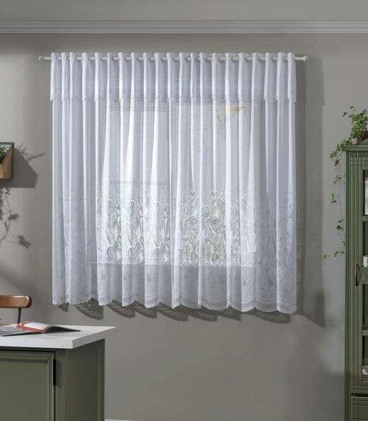Cortina Clássica Renda 2,20m X 1,20m Interlar Branco