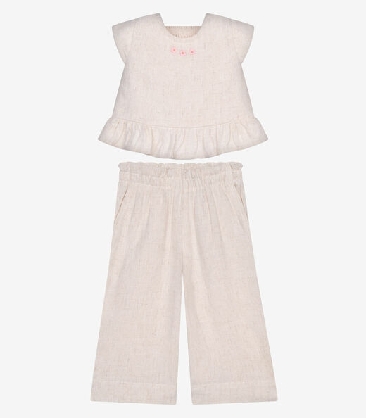 Conjunto Feminino Blusa Com Pantacourt Trick Nick Bege