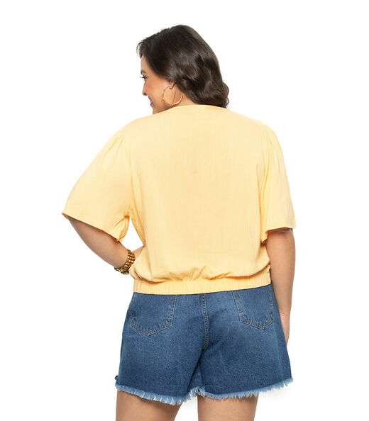 Blusa Feminina Plus Size Secret Glam Amarelo