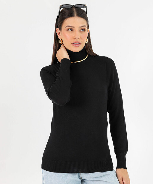 Image_Suéter Feminino Liso Gola Alta Marisa Preto