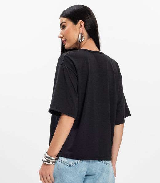 Blusa Feminina Devote V Infinita Cor Preto