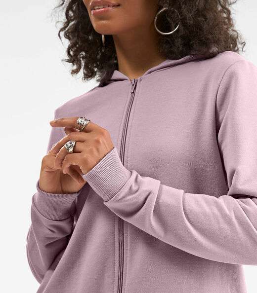 Jaqueta Peluciada com Capuz em Moletom Rovitex Rosa