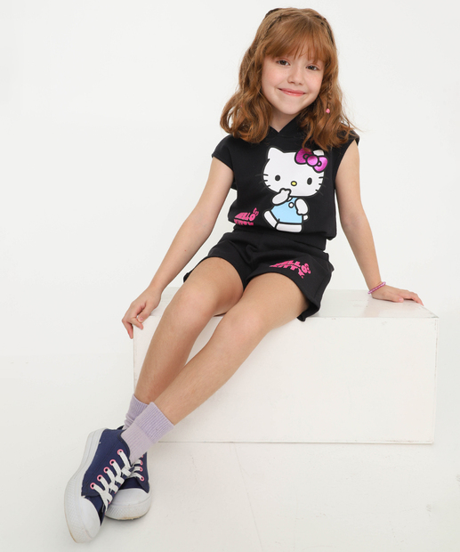 Conjunto Infantil Hello Kit Tam 04 a 10 Rosa