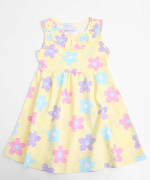 Image_Vestido Infantil Estampa Flores Marisa Tam 1 a 3 Amarelo
