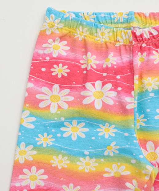 Conjunto Infantil Estampa Flores Marisa Tam 4 a 10 Amarelo