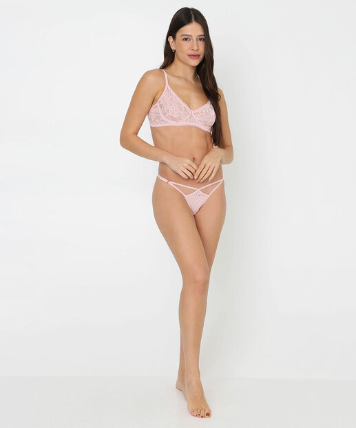 Calcinha Fio Dental Feminina em Renda Marisa Rosa 