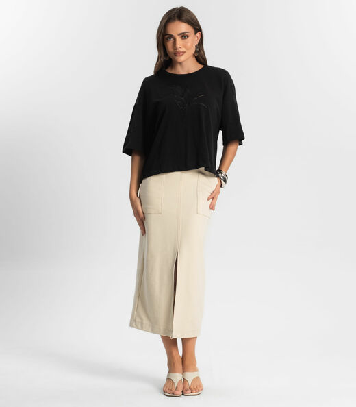 Blusa Feminina Com Bordado Endless Preto