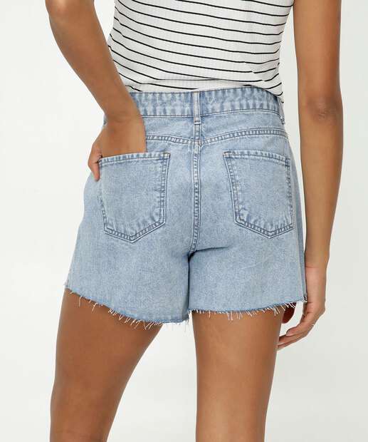 Short Jeans Feminino Cintura Alta Strass Marisa