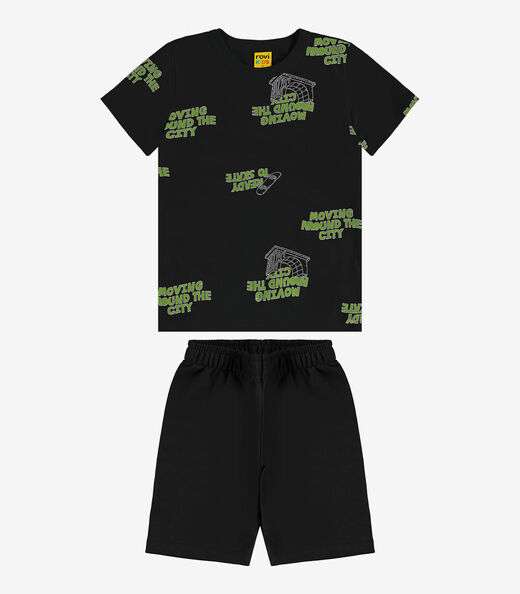 Conjunto Infantil Camiseta Com Bermuda Rovi kids Preto