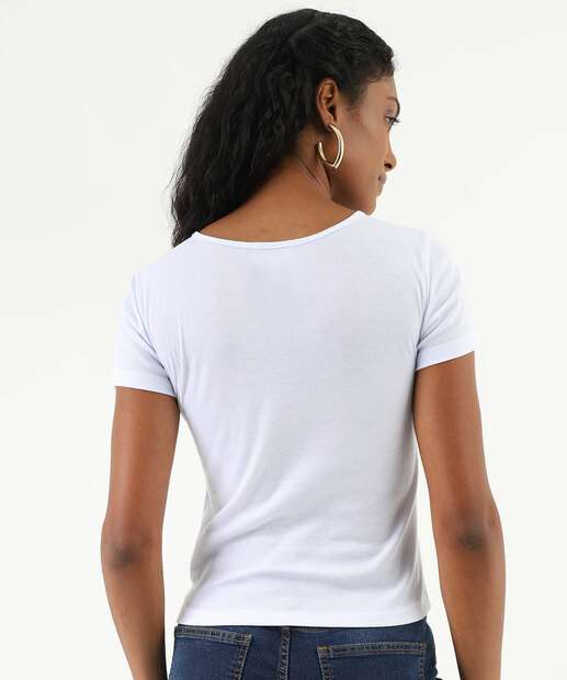 Blusa Feminina Canelada Manga Curta Marisa